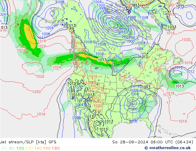 Straalstroom/SLP GFS za 28.09.2024 06 UTC