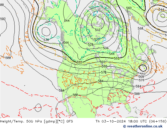 Z500/Regen(+SLP)/Z850 GFS do 03.10.2024 18 UTC