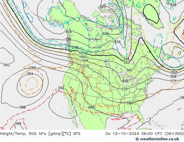 Z500/Rain (+SLP)/Z850 GFS 星期六 12.10.2024 06 UTC