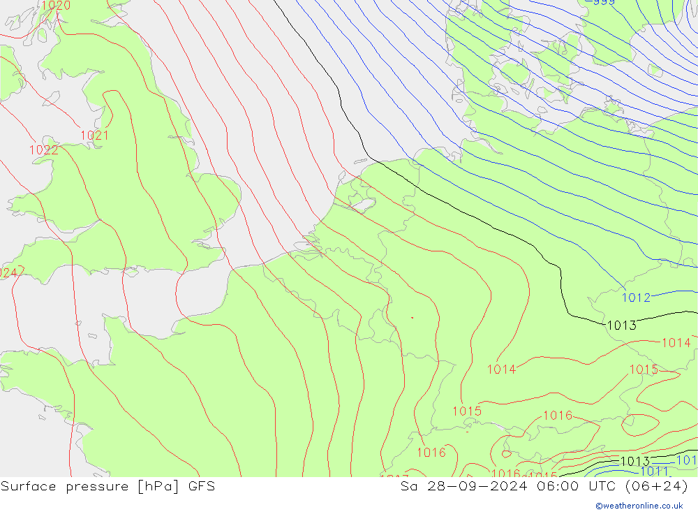 Pressione al suolo GFS sab 28.09.2024 06 UTC