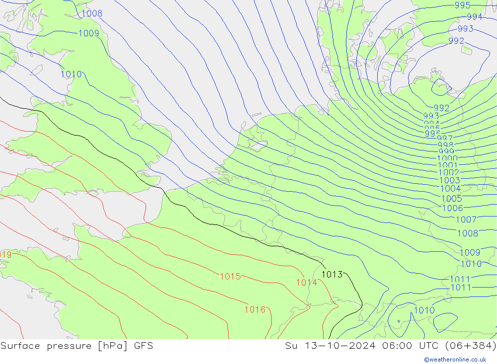 地面气压 GFS 星期日 13.10.2024 06 UTC