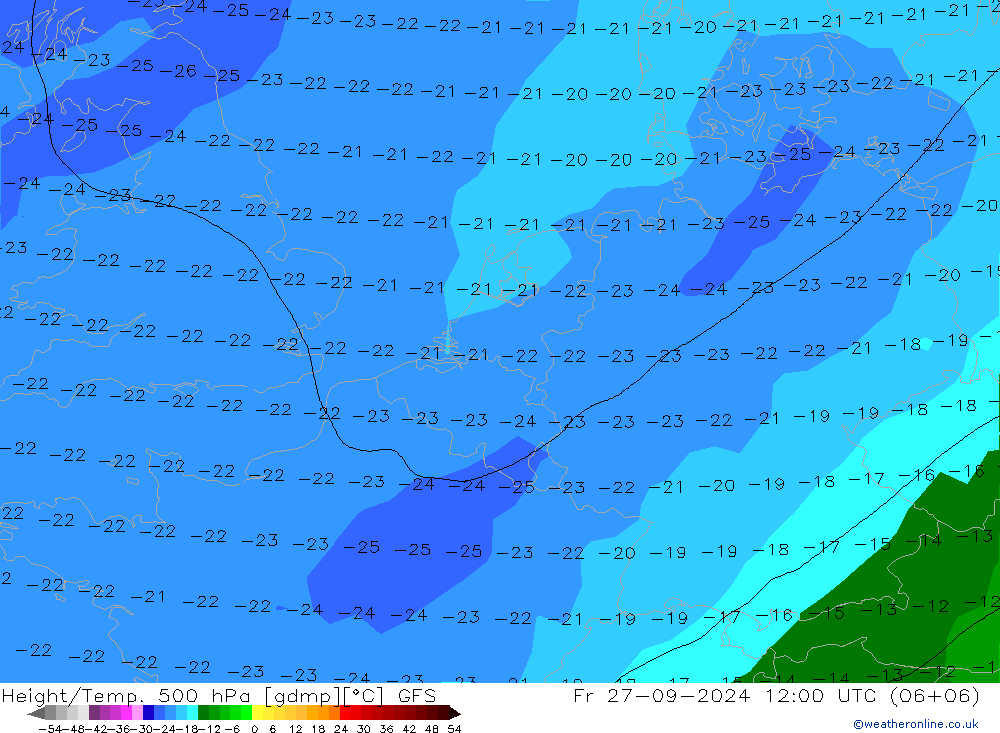 Height/Temp. 500 hPa GFS Fr 27.09.2024 12 UTC