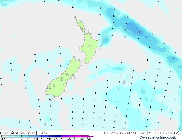 Neerslag GFS vr 27.09.2024 18 UTC