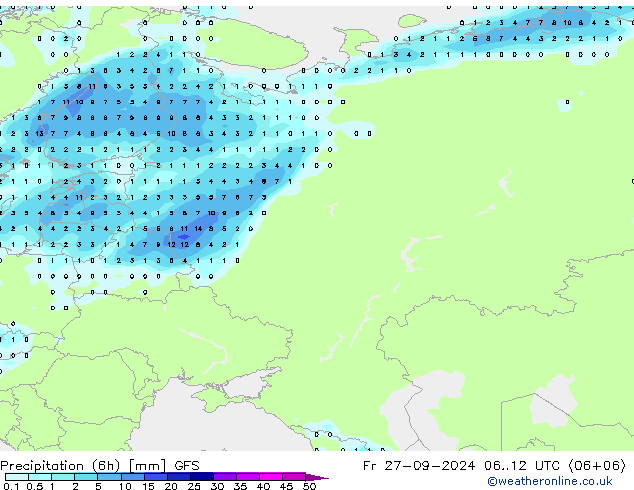 Z500/Yağmur (+YB)/Z850 GFS Cu 27.09.2024 12 UTC