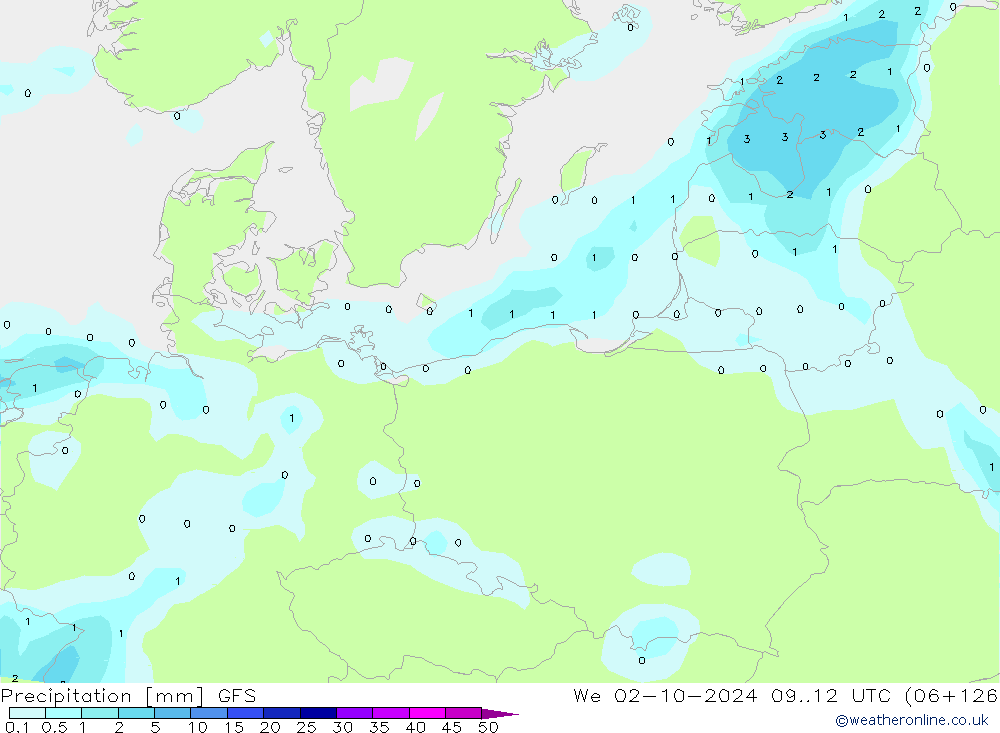 Srážky GFS St 02.10.2024 12 UTC