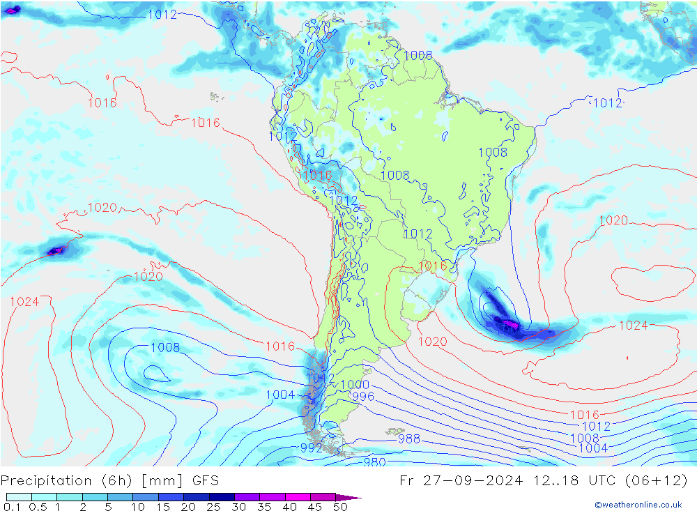 Precipitação (6h) GFS Sex 27.09.2024 18 UTC