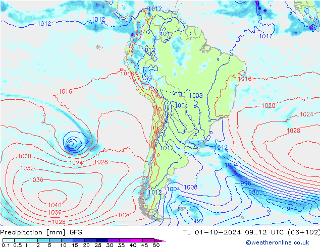 Neerslag GFS di 01.10.2024 12 UTC