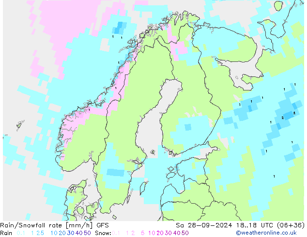 Regen/Sneeuwval GFS september 2024