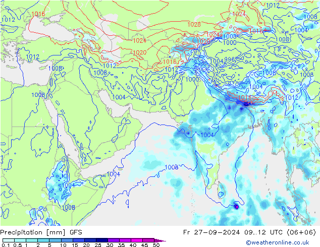 Précipitation GFS ven 27.09.2024 12 UTC