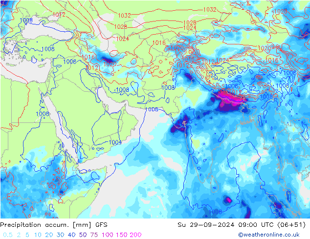 Precipitation accum. GFS dom 29.09.2024 09 UTC