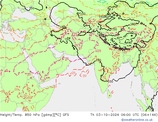 Z500/Regen(+SLP)/Z850 GFS do 03.10.2024 06 UTC