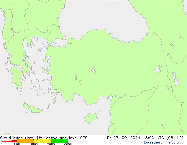 Cloud base (low) GFS Sex 27.09.2024 18 UTC