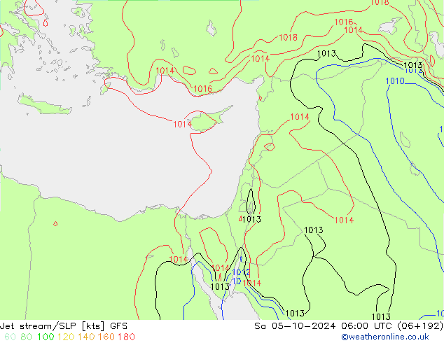 Jet Akımları/SLP GFS Cts 05.10.2024 06 UTC