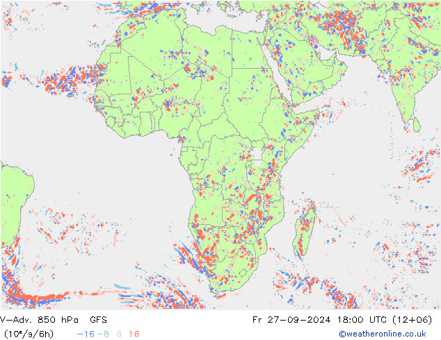 V-Adv. 850 hPa GFS vr 27.09.2024 18 UTC