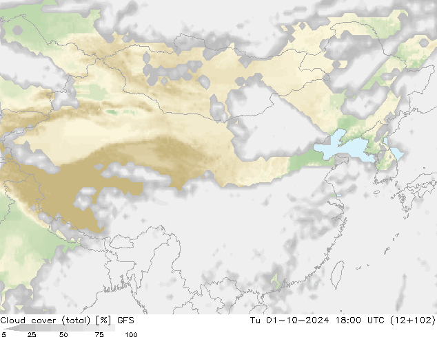 云 (总) GFS 星期二 01.10.2024 18 UTC