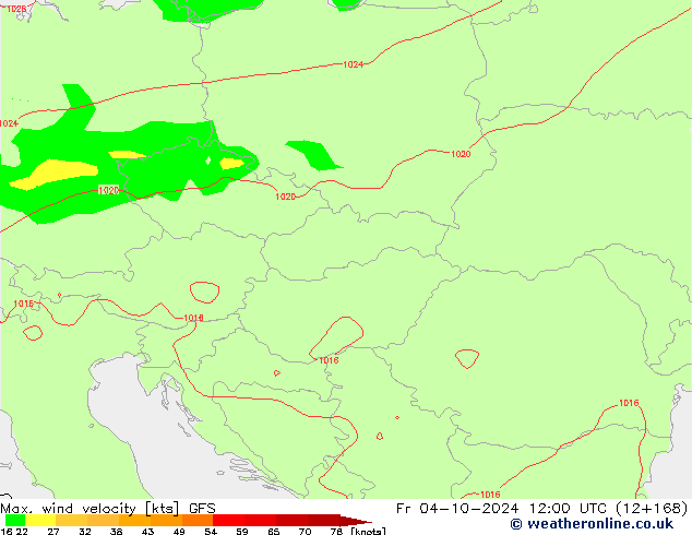 Max. wind snelheid GFS oktober 2024