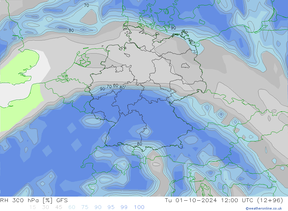 RV 300 hPa GFS di 01.10.2024 12 UTC