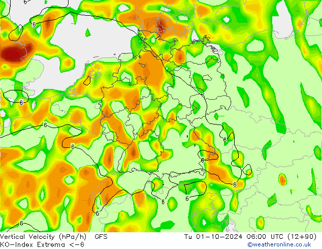 Convectie-Index GFS di 01.10.2024 06 UTC