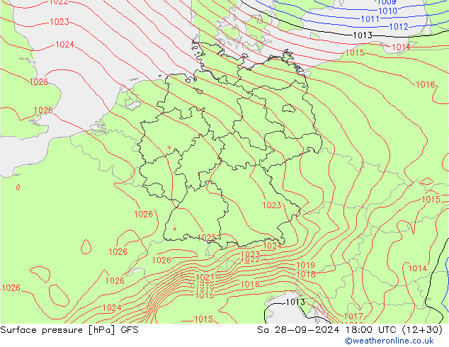 Luchtdruk (Grond) GFS za 28.09.2024 18 UTC