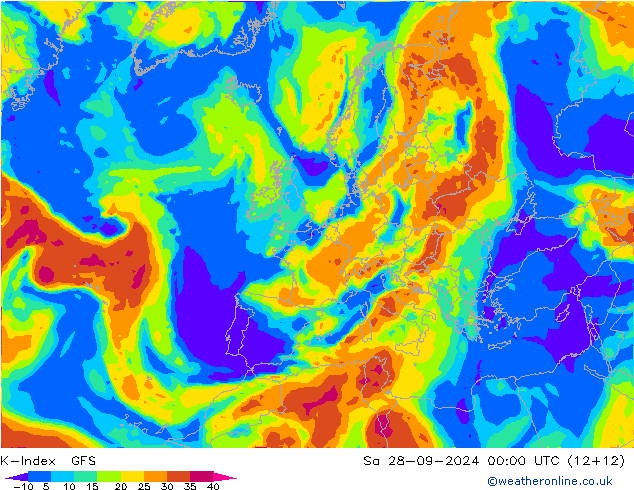 K-Index GFS za 28.09.2024 00 UTC