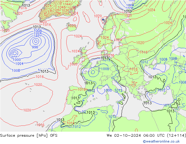 GFS: wo 02.10.2024 06 UTC