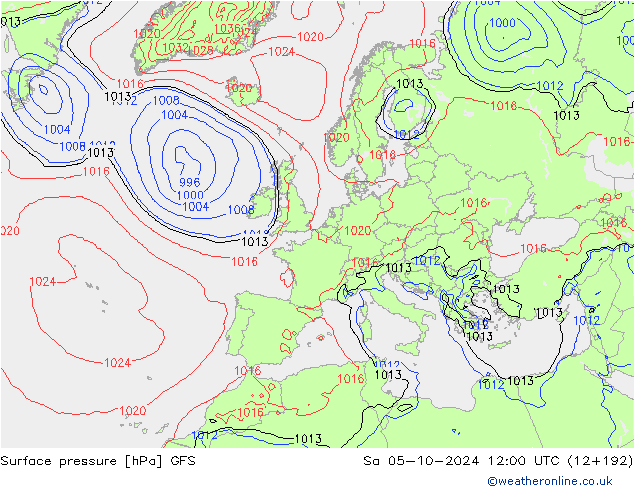 Luchtdruk (Grond) GFS za 05.10.2024 12 UTC