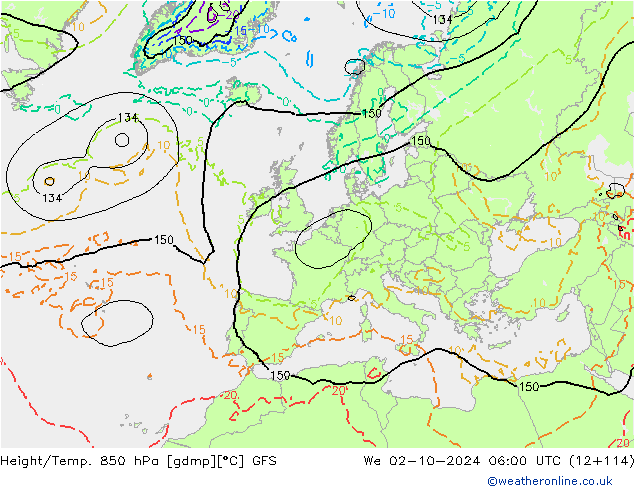 Z500/Regen(+SLP)/Z850 GFS wo 02.10.2024 06 UTC