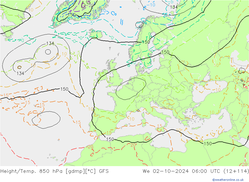 Z500/Regen(+SLP)/Z850 GFS wo 02.10.2024 06 UTC