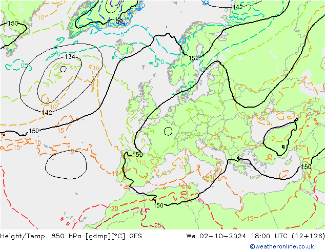 Z500/Regen(+SLP)/Z850 GFS wo 02.10.2024 18 UTC