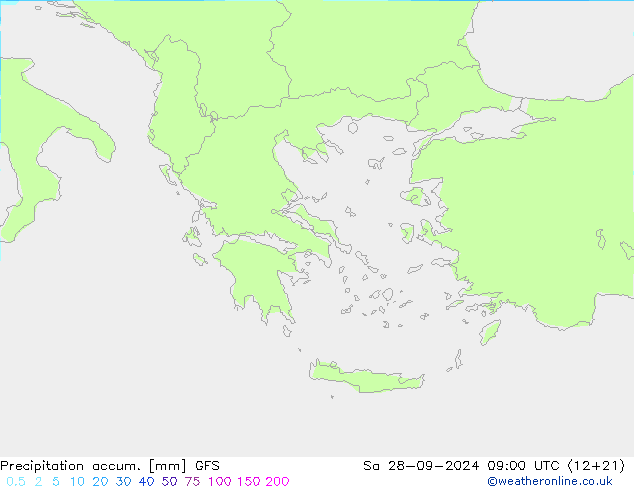 Totale neerslag GFS za 28.09.2024 09 UTC