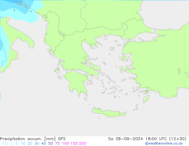 Totale neerslag GFS za 28.09.2024 18 UTC