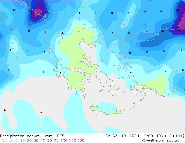 Totale neerslag GFS do 03.10.2024 12 UTC