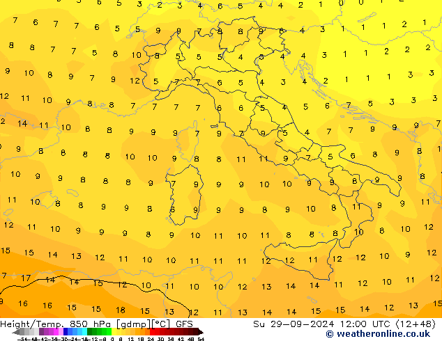 Z500/Regen(+SLP)/Z850 GFS zo 29.09.2024 12 UTC