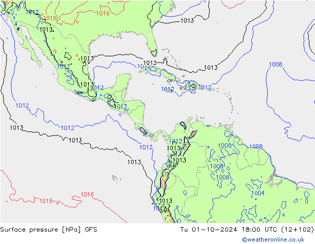 Luchtdruk (Grond) GFS di 01.10.2024 18 UTC