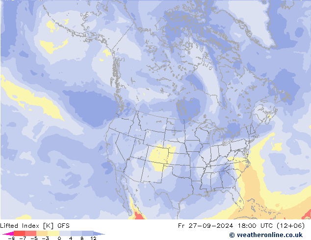 Lifted Index GFS vr 27.09.2024 18 UTC