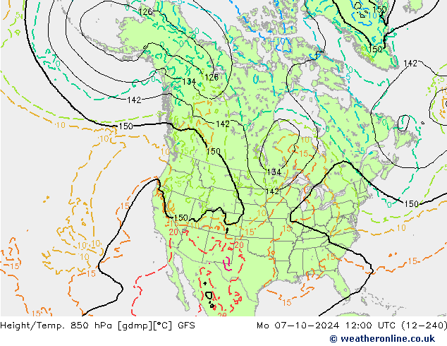 Height/Temp. 850 hPa GFS 星期一 07.10.2024 12 UTC