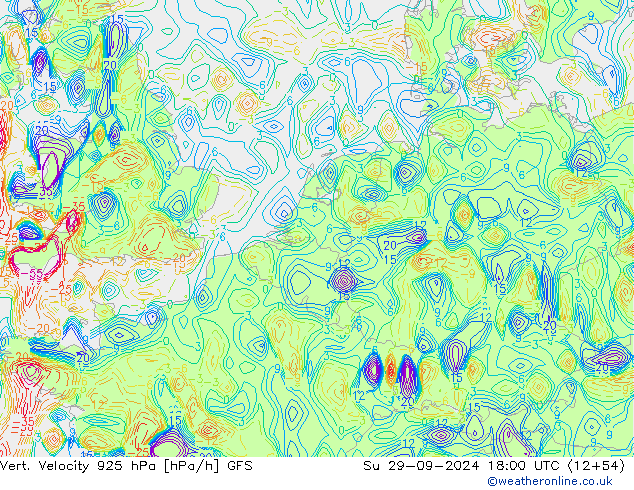 Vert. snelheid 925 hPa GFS zo 29.09.2024 18 UTC