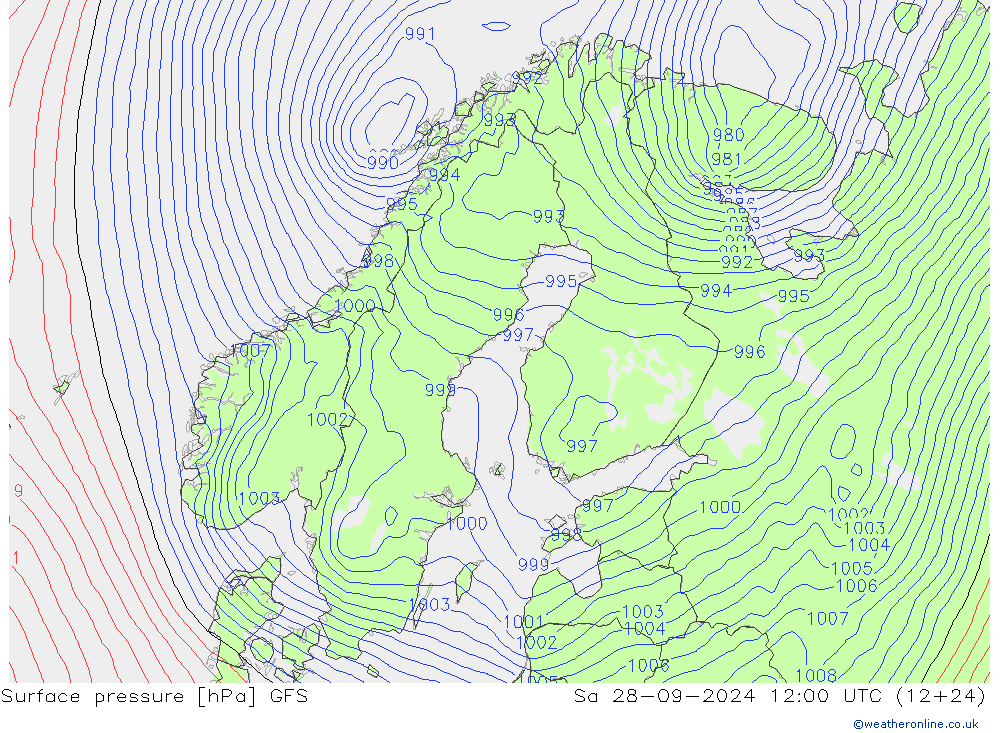 Luchtdruk (Grond) GFS za 28.09.2024 12 UTC