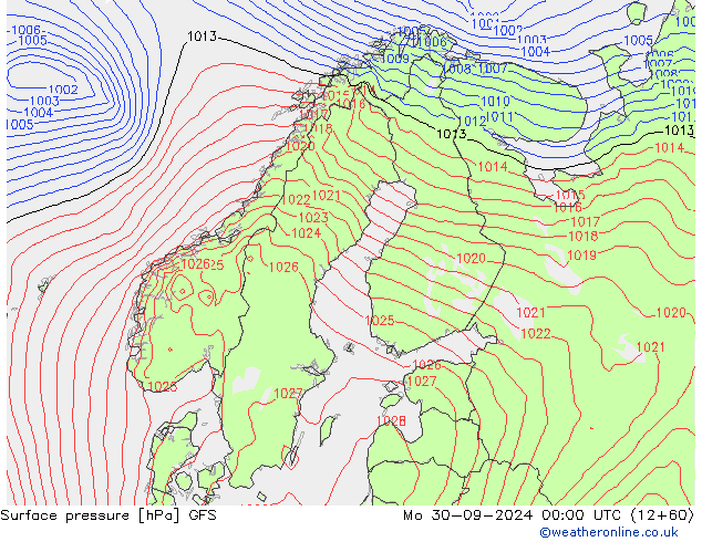 Luchtdruk (Grond) GFS ma 30.09.2024 00 UTC