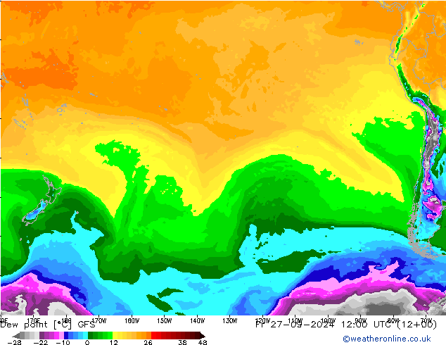 Dauwpunt GFS vr 27.09.2024 12 UTC