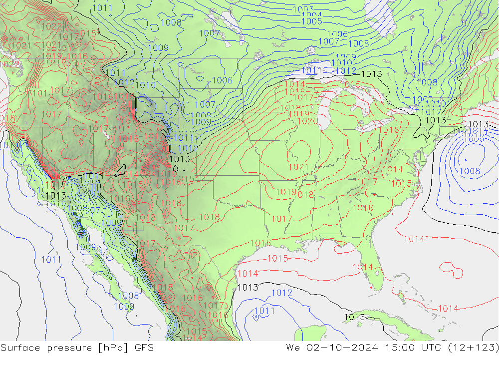 Luchtdruk (Grond) GFS wo 02.10.2024 15 UTC