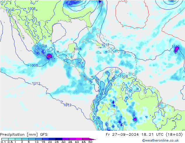 Precipitation GFS Fr 27.09.2024 21 GMT