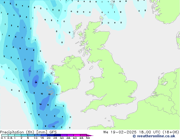 Z500/Rain (+SLP)/Z850 GFS We 19.02.2025 00 UTC