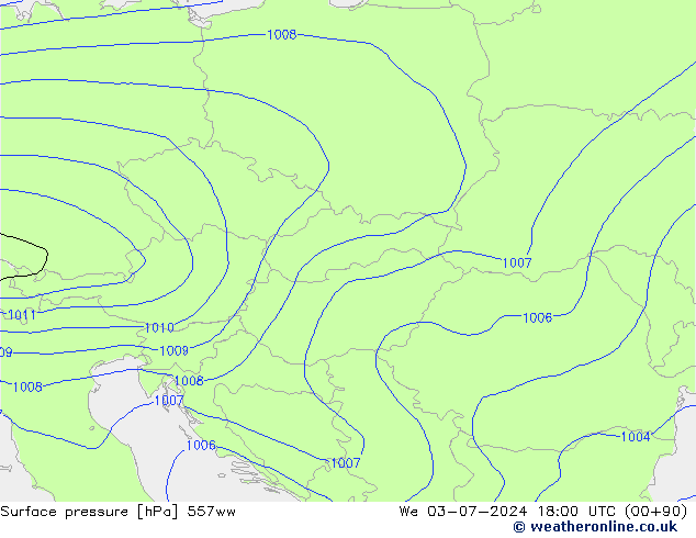 Luchtdruk (Grond) 557ww wo 03.07.2024 18 UTC