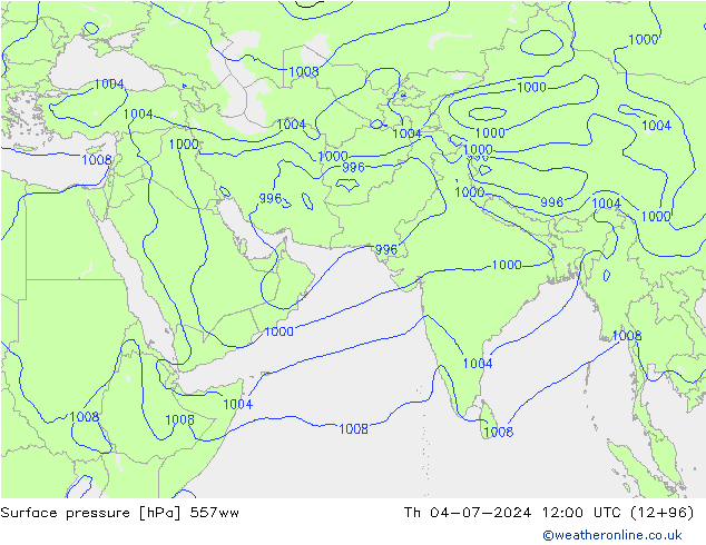 地面气压 557ww 星期四 04.07.2024 12 UTC