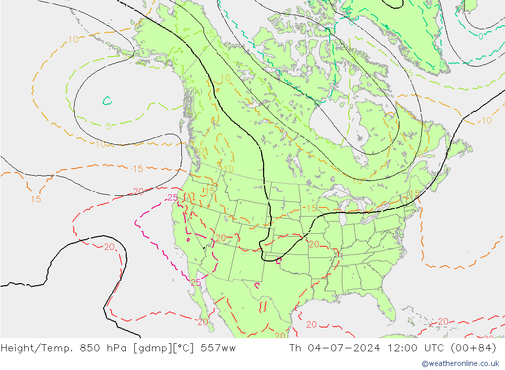 Hoogte/Temp. 850 hPa 557ww do 04.07.2024 12 UTC
