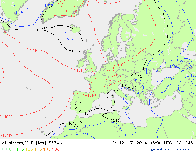 高速氣流/地面气压 557ww 星期五 12.07.2024 06 UTC