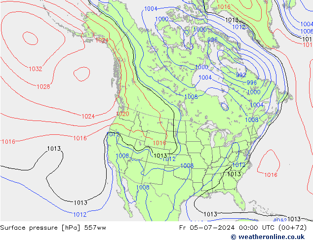 地面气压 557ww 星期五 05.07.2024 00 UTC