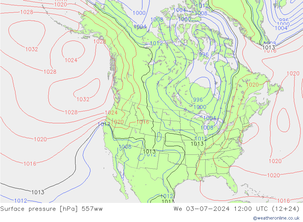 地面气压 557ww 星期三 03.07.2024 12 UTC