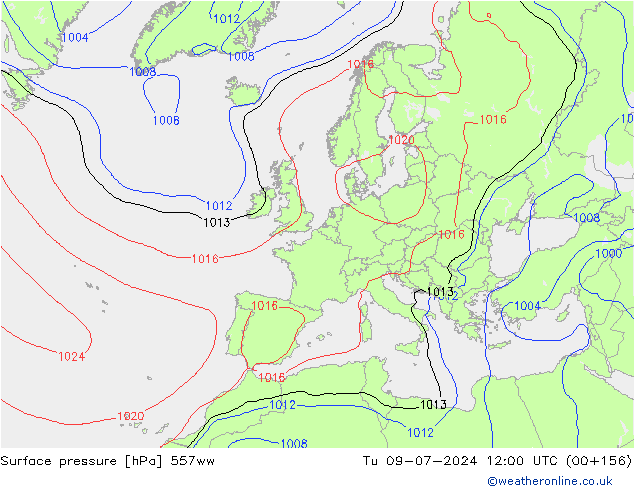 Luchtdruk (Grond) 557ww di 09.07.2024 12 UTC